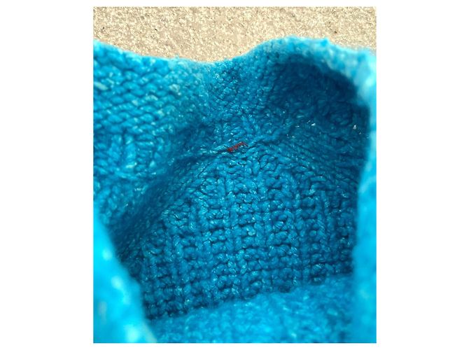 Autre Marque Oversized Pull Blau der Südsee Melange aus Wolle und Baumwolle Größe 36-38-40 Türkis - Ansicht 6