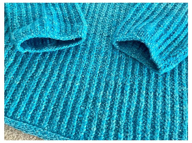 Autre Marque Oversized Pull Blau der Südsee Melange aus Wolle und Baumwolle Größe 36-38-40 Türkis - Ansicht 7