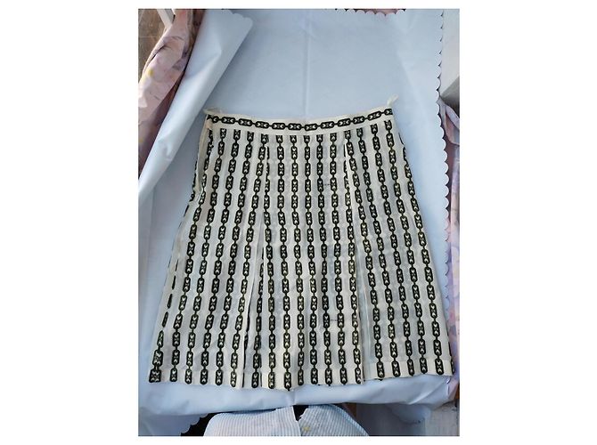 Céline Selten! Alte Celine von Phoebe Philo Horsebit Rock, Logo-Monogramm, Ketten 2016, US-Größe 12 Mehrfarben - Ansicht 11