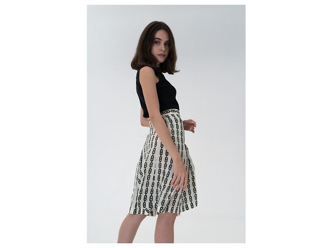 Céline Selten! Alte Celine von Phoebe Philo Horsebit Rock, Logo-Monogramm, Ketten 2016, US-Größe 12 Mehrfarben - Ansicht 4
