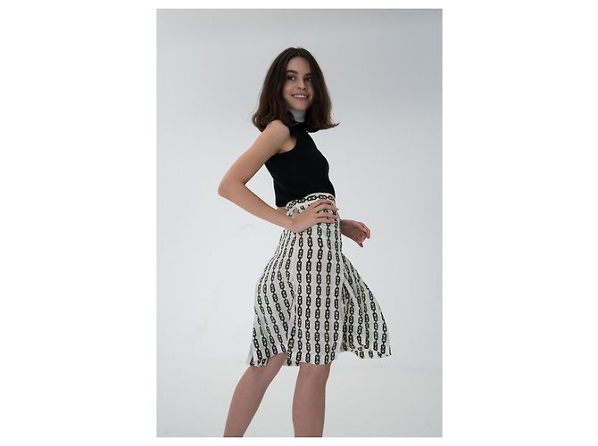 Céline Selten! Alte Celine von Phoebe Philo Horsebit Rock, Logo-Monogramm, Ketten 2016, US-Größe 12 Mehrfarben - Ansicht 5