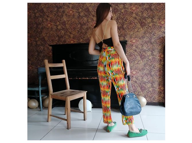 Céline Celine 2000s abstract print Cropped trousers / Multiple colors - view 19