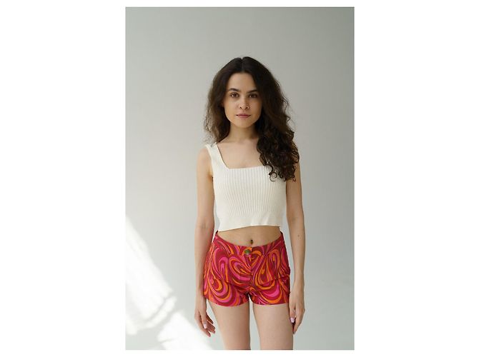 Céline Celine Shorts in Pink im Barbie-Stil / Barbiecore abstraktes Muster Mehrfarben - Ansicht 2