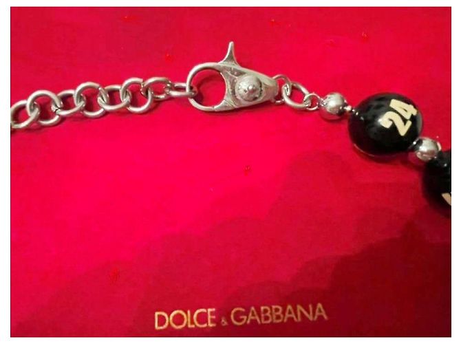 Magnifica collana DOLCE & GABBANA grandi boule nera con scritte e logo Nero - vista 11