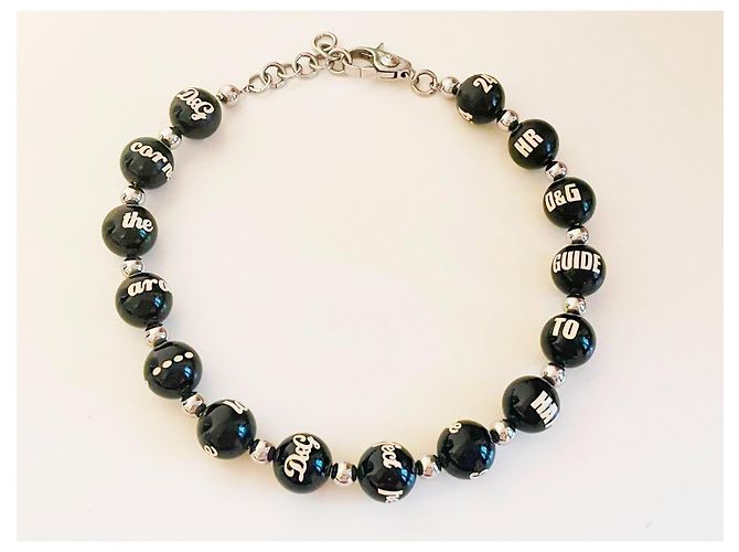 Magnifica collana DOLCE & GABBANA grandi boule nera con scritte e logo Nero - vista 12