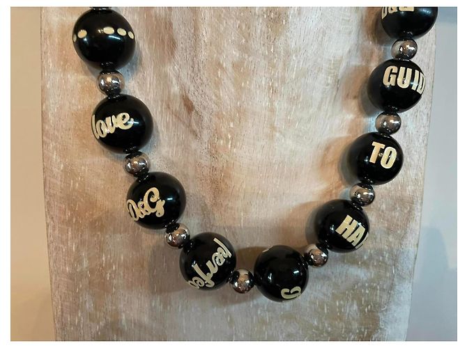 Magnifica collana DOLCE & GABBANA grandi boule nera con scritte e logo Nero - vista 5