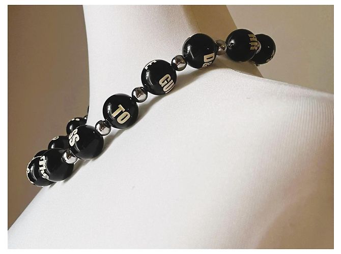 Magnifica collana DOLCE & GABBANA grandi boule nera con scritte e logo Nero - vista 6