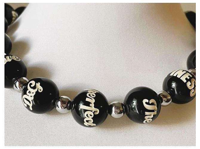 Magnifica collana DOLCE & GABBANA grandi boule nera con scritte e logo Nero - vista 7