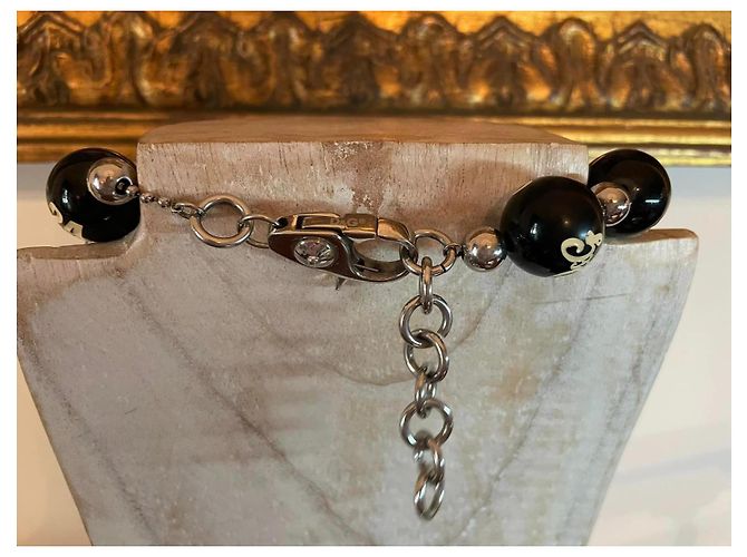 Magnifica collana DOLCE & GABBANA grandi boule nera con scritte e logo Nero - vista 8