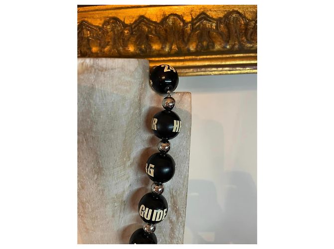 Magnifica collana DOLCE & GABBANA grandi boule nera con scritte e logo Nero - vista 9