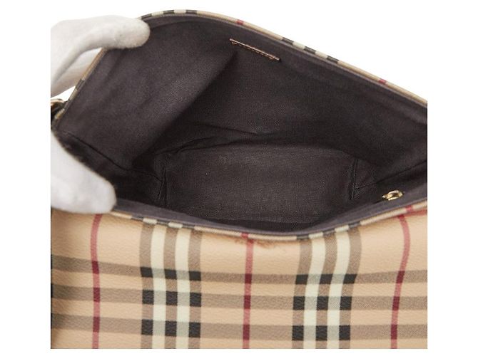 Burberry Nova Check Shadow PVC Leder Schultertasche Braun Beige - Ansicht 10