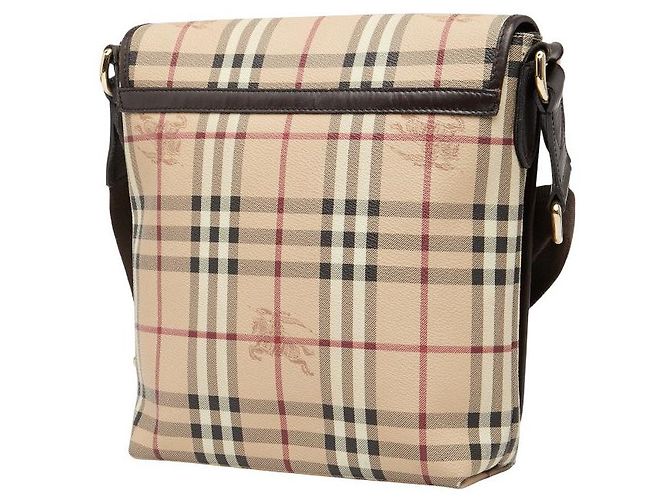 Burberry Nova Check Shadow PVC Leder Schultertasche Braun Beige - Ansicht 2
