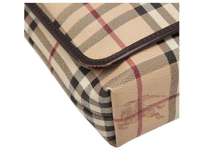 Burberry Nova Check Shadow PVC Leder Schultertasche Braun Beige - Ansicht 4