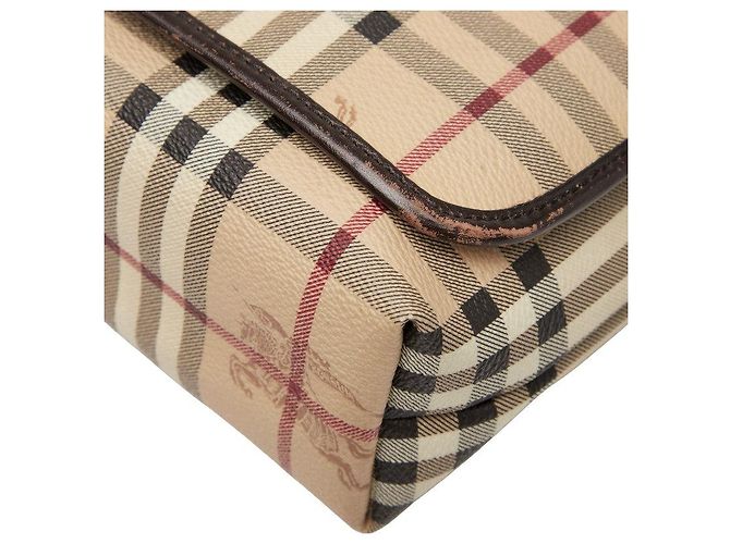Burberry Nova Check Shadow PVC Leder Schultertasche Braun Beige - Ansicht 5