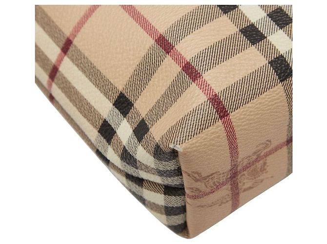 Burberry Nova Check Shadow PVC Leder Schultertasche Braun Beige - Ansicht 7