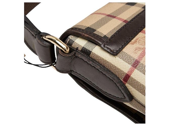 Burberry Nova Check Shadow PVC Leder Schultertasche Braun Beige - Ansicht 8