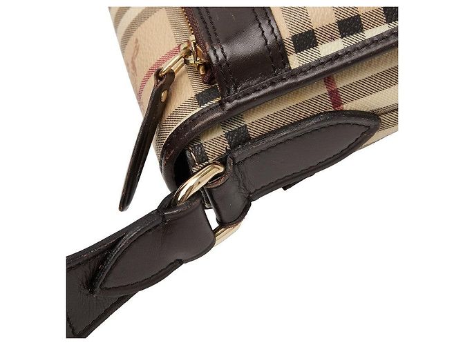 Burberry Nova Check Shadow PVC Leder Schultertasche Braun Beige - Ansicht 9