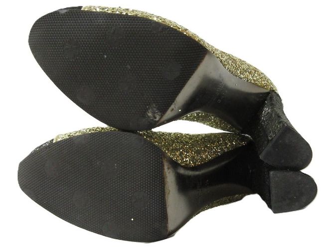 Miu Miu Glitzer-Haarwildleder-Pumps Schwarz Golden - Ansicht 11