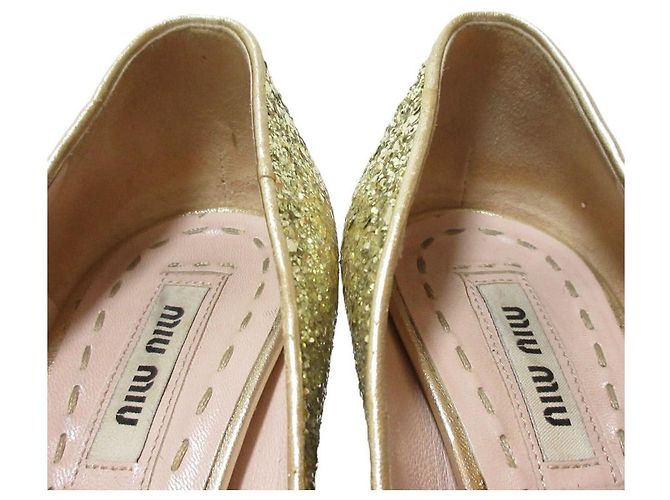 Miu Miu Glitzer-Haarwildleder-Pumps Schwarz Golden - Ansicht 6