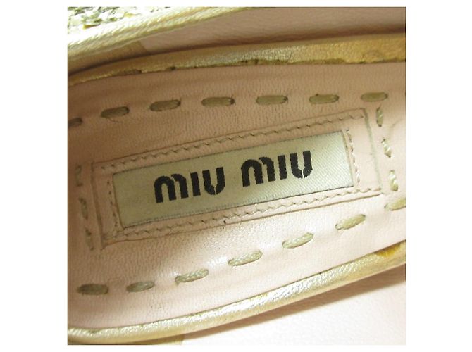 Miu Miu Glitzer-Haarwildleder-Pumps Schwarz Golden - Ansicht 7