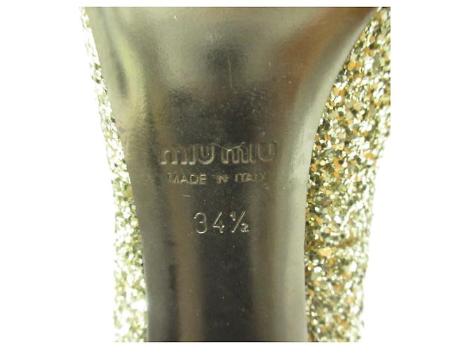 Miu Miu Glitzer-Haarwildleder-Pumps Schwarz Golden - Ansicht 9
