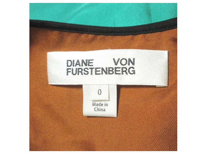 Autre Marque Vestido 100% seda Diane von Furstenberg Castaño Verde - vista 3