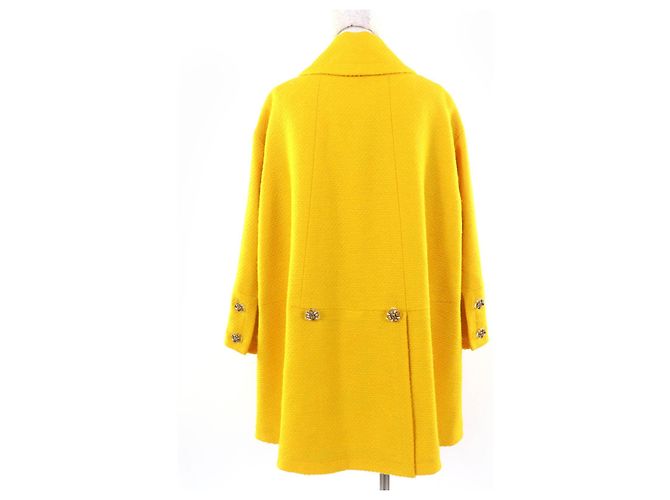 Abrigo de Lana Tweed Chanel Amarillo - vista 3
