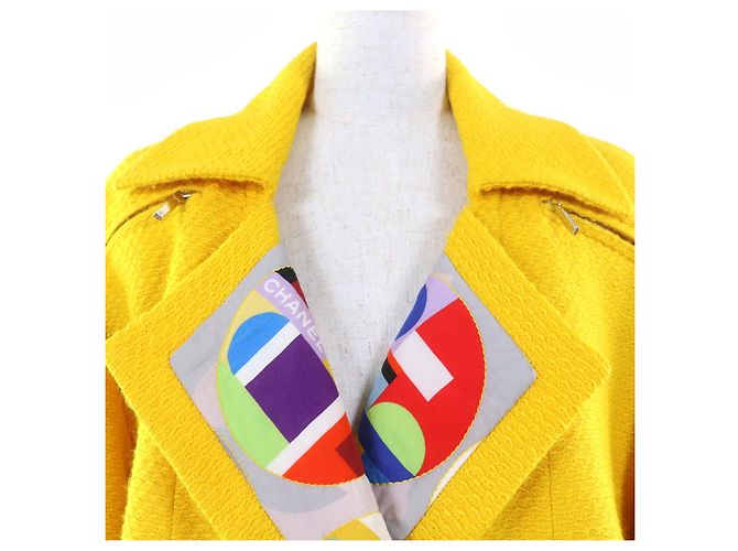 Abrigo de Lana Tweed Chanel Amarillo - vista 4
