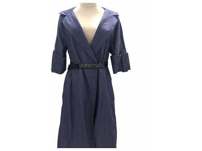 Autre Marque Abrigo Gown Chambray Bijou Belt de leur logette Azul - vista 3