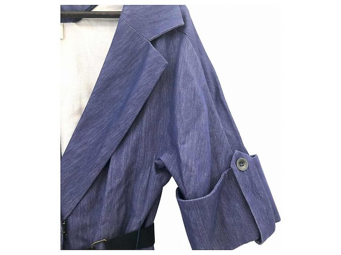 Autre Marque Abrigo Gown Chambray Bijou Belt de leur logette Azul - vista 5
