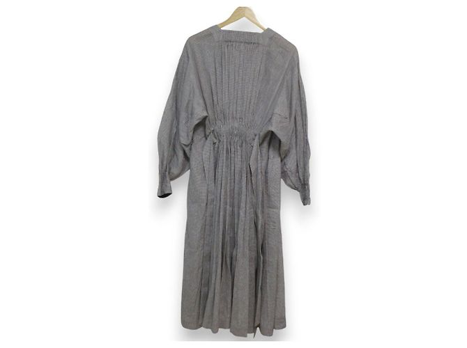 Autre Marque Langes Kleid aus Leinenmischung BLAMINK Grau - Ansicht 2