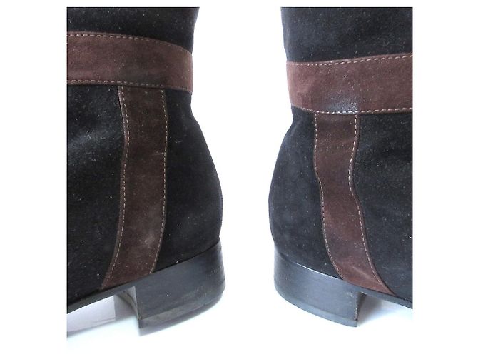 Ribbon Prada Rips-Suede Lange Stiefel Braun Dunkelbraun - Ansicht 15