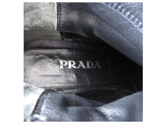 Ribbon Prada Rips-Suede Lange Stiefel Braun Dunkelbraun - Ansicht 5