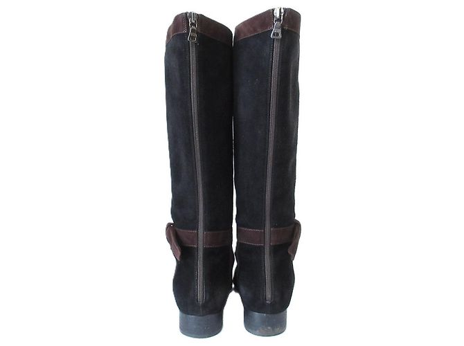 Ribbon Prada Rips-Suede Lange Stiefel Braun Dunkelbraun - Ansicht 6