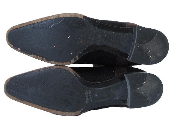 Ribbon Prada Rips-Suede Lange Stiefel Braun Dunkelbraun - Ansicht 7