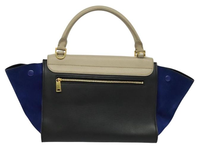 Céline Celine Große Tricolor Trapeze Tasche aus Leder Beige - Ansicht 2