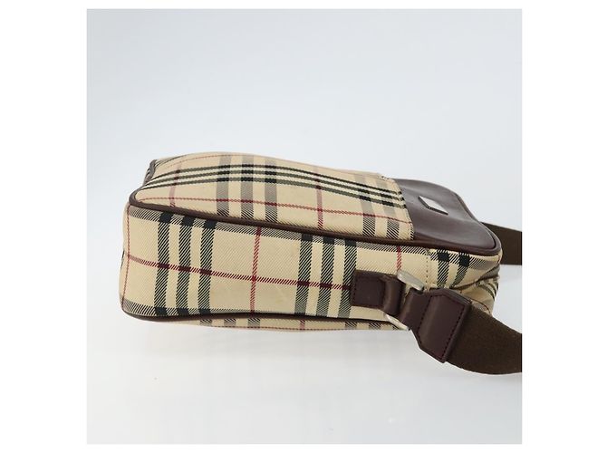 Borsa Messenger con Zip Burberry in Tela e Pelle Nova Check Beige - vista 3
