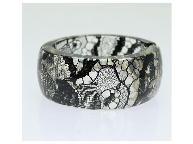 Bangles articolato Chanel CC in resina con pizzo e perle finte - vista 2
