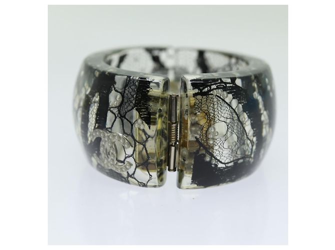 Bangles articolato Chanel CC in resina con pizzo e perle finte - vista 6