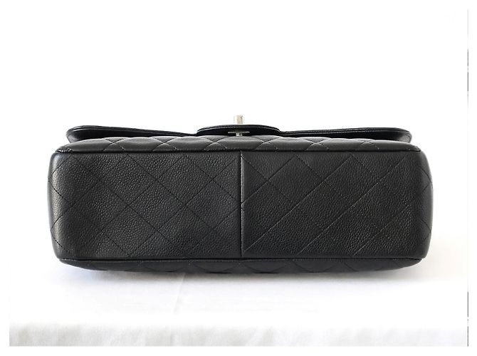 Timeless Chanel Classic Jumbo Single Flap in pelle caviar nera e argento Nero - vista 5