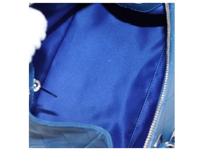 Borsa da bowling Doctor Chanel in pelle trapuntata media Blu - vista 5