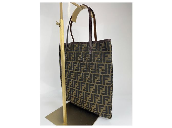 Borsa a mano/spalla Fendi in pelle/canvas marrone 294 - vista 3