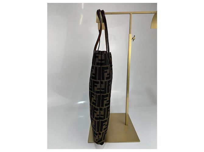 Borsa a mano/spalla Fendi in pelle/canvas marrone 294 - vista 5