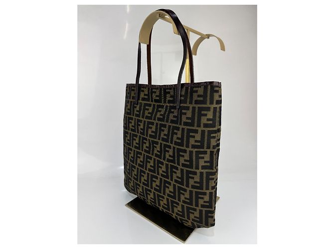 Borsa a mano/spalla Fendi in pelle/canvas marrone 294 - vista 6