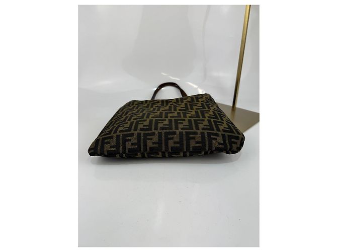 Borsa a mano/spalla Fendi in pelle/canvas marrone 294 - vista 7