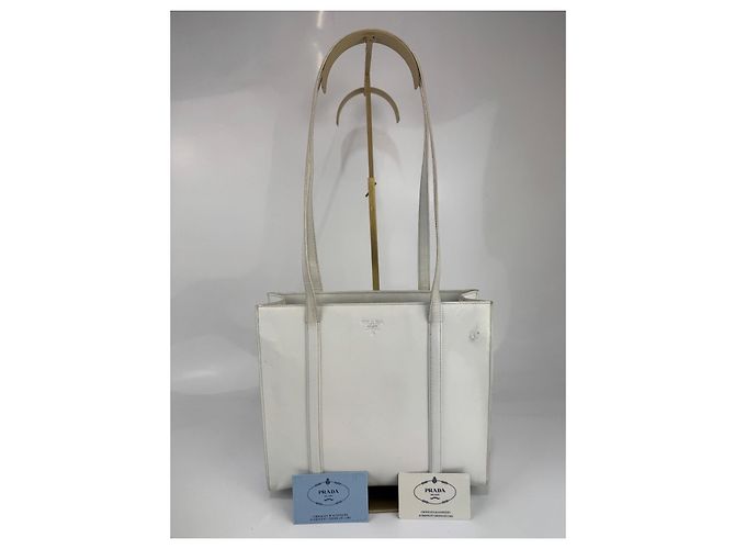 Borsa a spalla Prada in pelle bianca 295 Bianco - vista 2