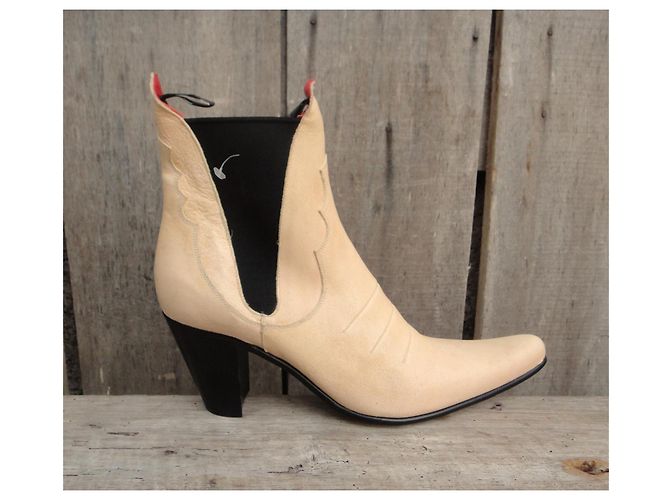 Botines Free Lance de piel crema - vista 2