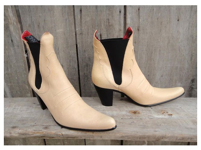 Botines Free Lance de piel crema - vista 4
