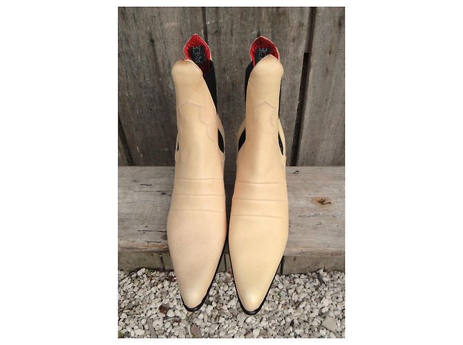 Botines Free Lance de piel crema - vista 5