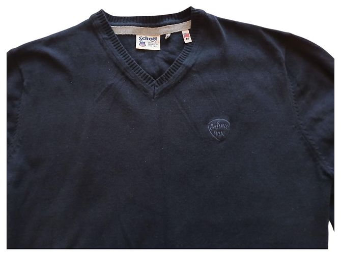 Schott Herrenpullover aus Baumwolle Dunkelblau M - Ansicht 3